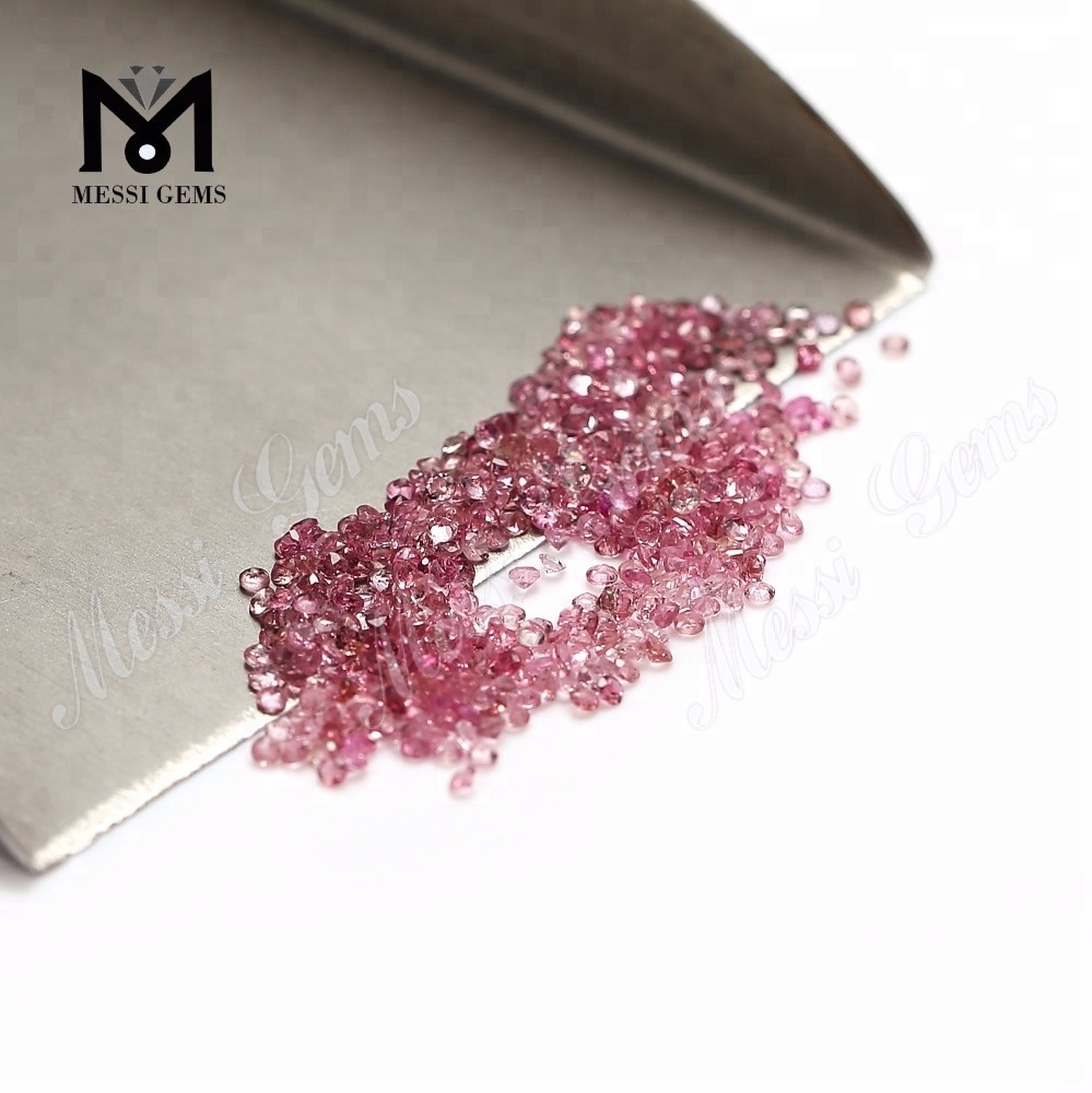 Loose Round Shape 1.4mm Natural Pink Chalcedony Tourmaline Gemstones