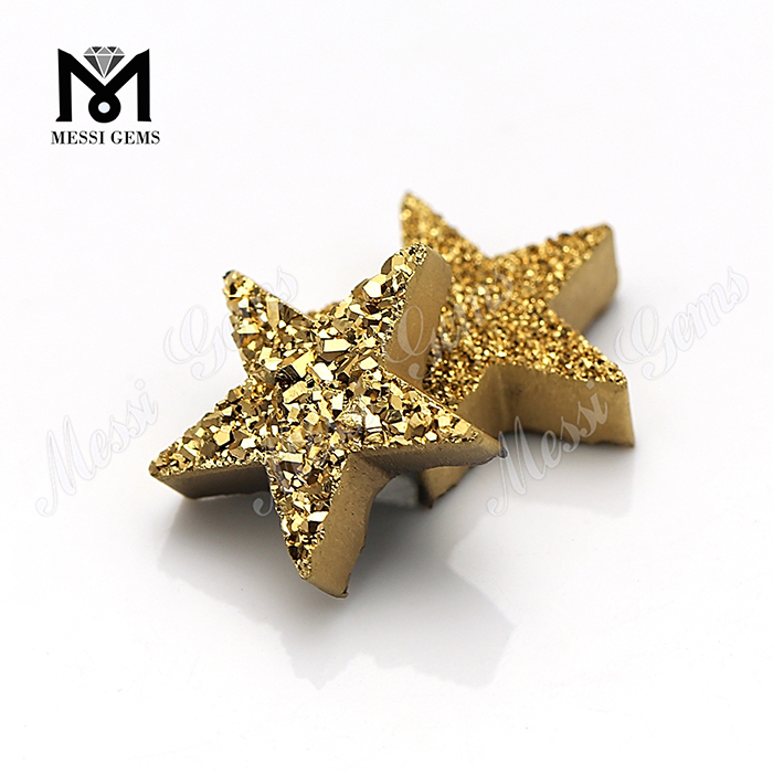 Fashion Druzy Star Cut Druzy Agate 24K Gold Natural Druzy Stone