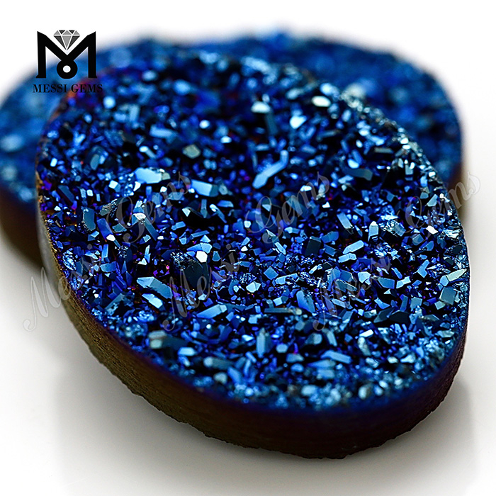 Agate Druzy Cabochon Plating Druzy Agate Oval Shape Druzy Agate Beads