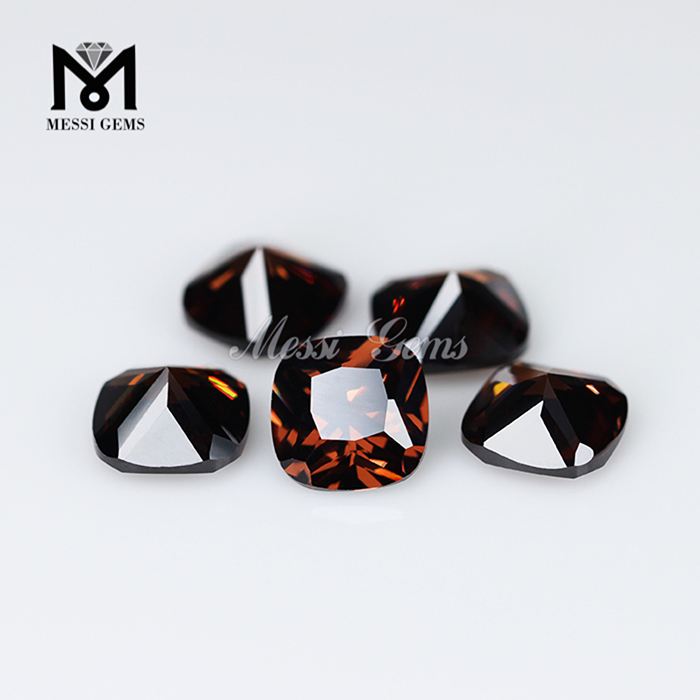Wholesale good quality 5mm cushion brown loose cz gemstone
