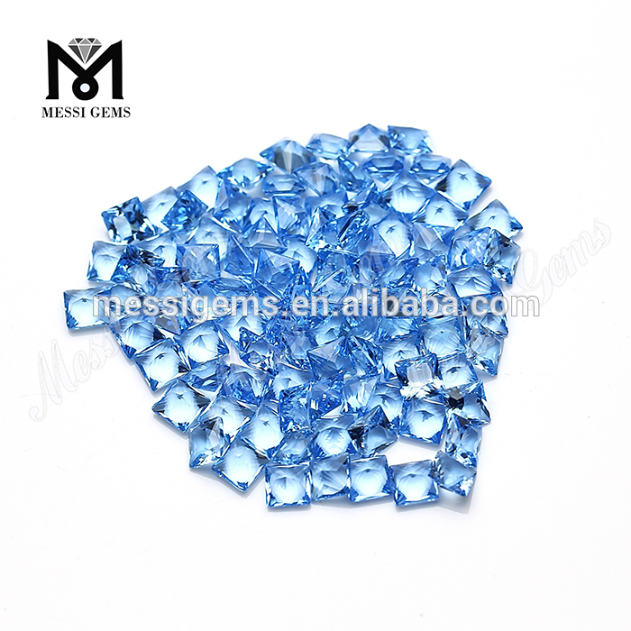 Square cut 4 x 4 mm sky blue nano gemstone