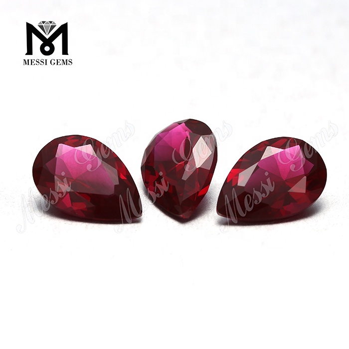 Loose 8*12mm Pear Cut Red Ruby Color Loose Nano Stones