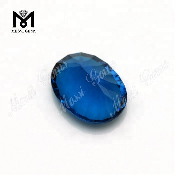 Wholesale 15x20 Synthetic Concave Cut Blue Glass Gemstone