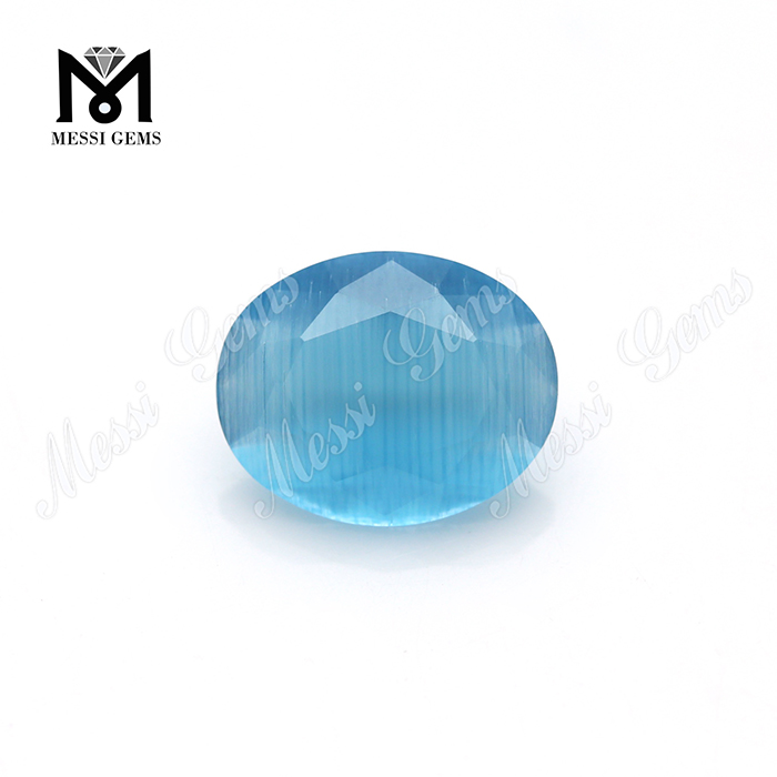 Wuzhou round crystal cat's eye blue glass stone