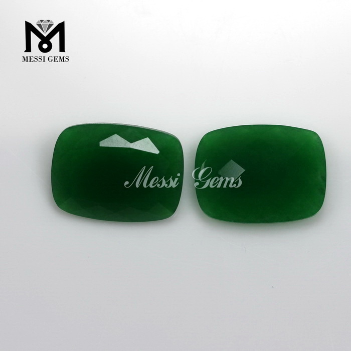 Cushion 15 x 20 mm Faceted Green / Red Quartz Jade Loose Gemstone