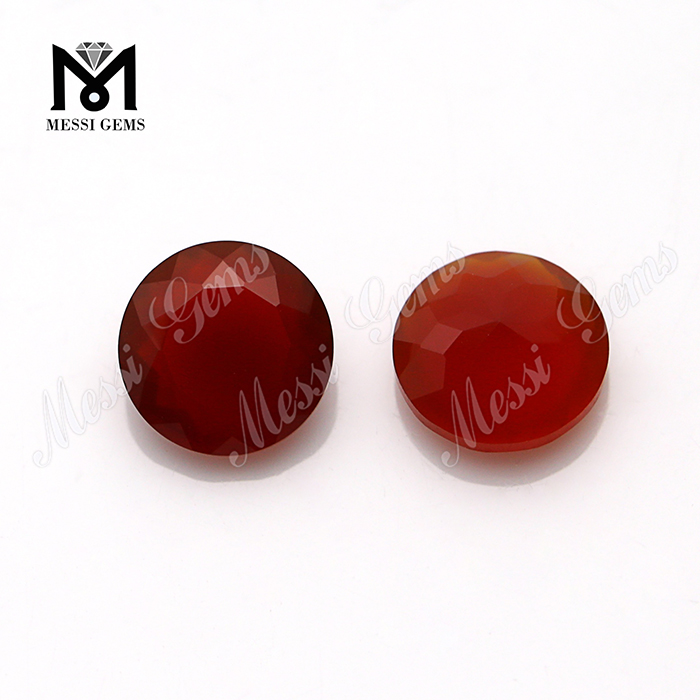 China wholesale round cut red natural agate stone