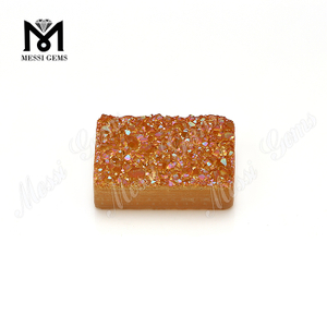 Wholesale Amber Color Agate Stone Baguette Plated Druzy Stone