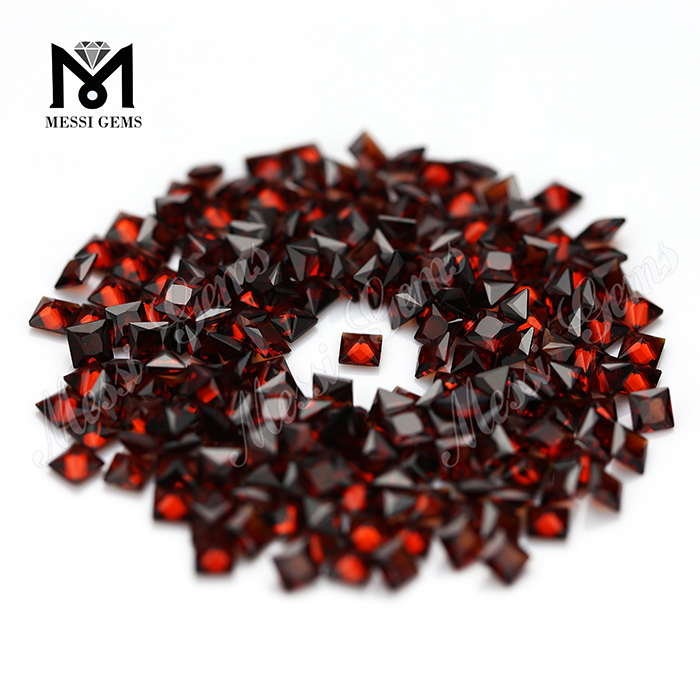 3x3mm princess cut clean gemstones loose natural red garnet