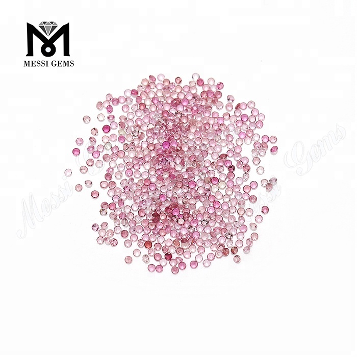 Loose Round Shape 1.4mm Natural Pink Chalcedony Tourmaline Gemstones
