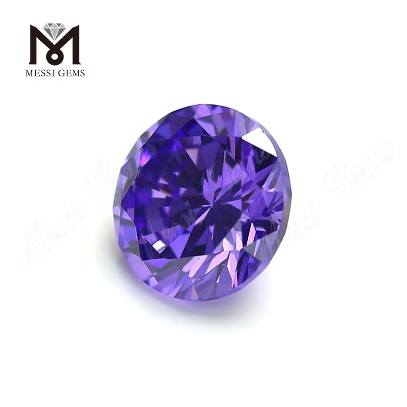 Synthetic 8mm 10mm round machine cut violet cubic zirconia stone
