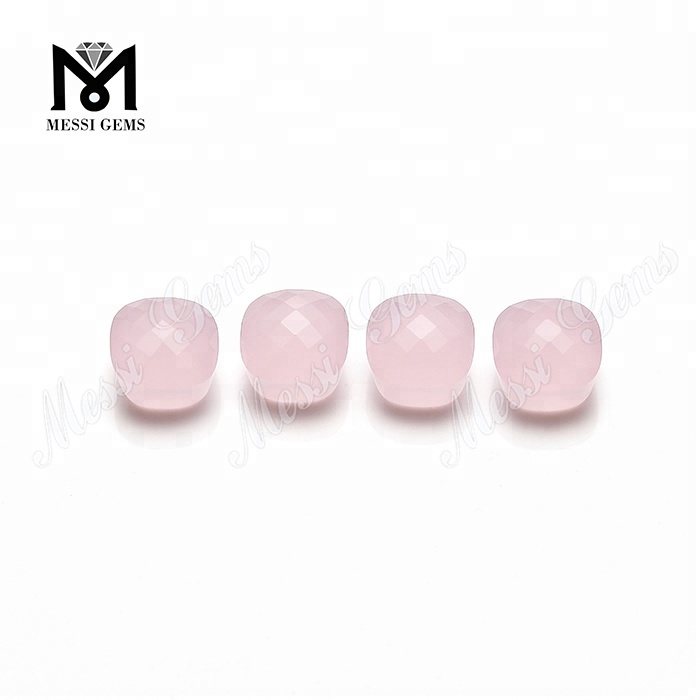 Synthetic pink glass stone mushroom shape glass gemstone