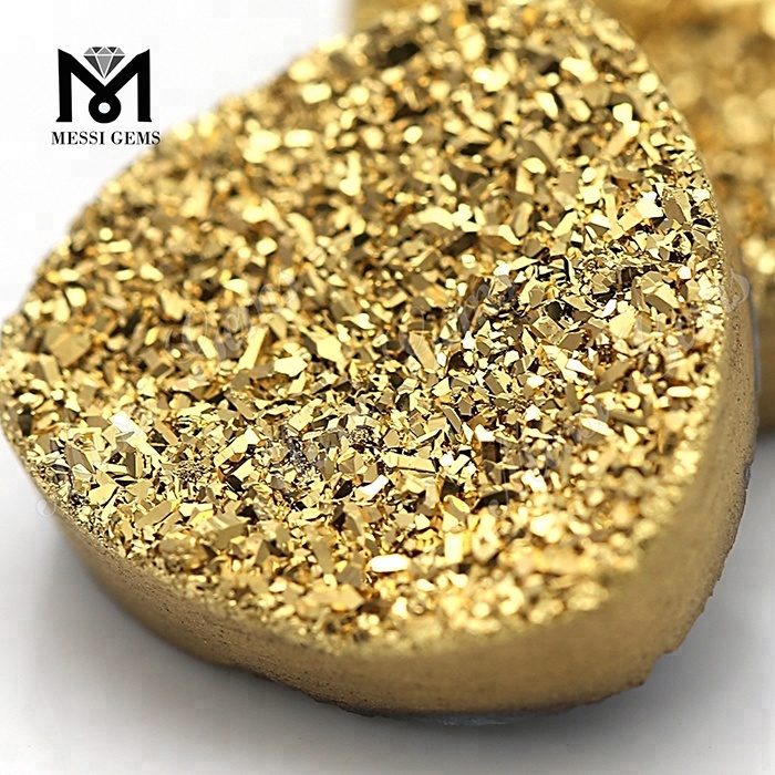 wholesale trillion cut gold natural druzy agate gemstone
