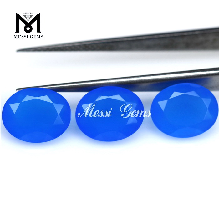 Hot Sale Fashion Gemstone Oval Agate Beads 8x10 Loose Blue Agate Stone