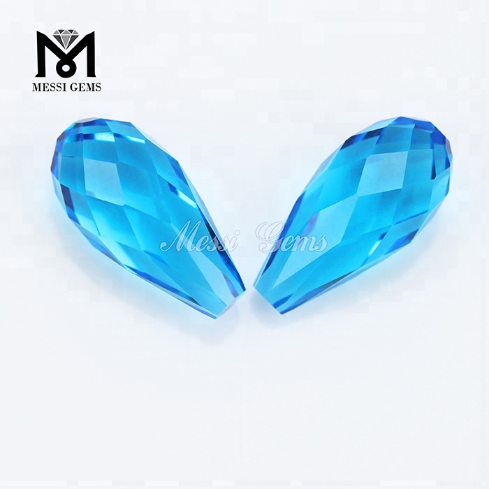 Fancy 7.5 x 15mm Water Drop Blue Loose Glass Stone