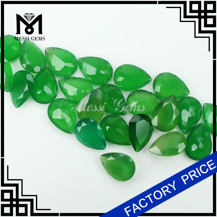 Factory Cutting Rought Natural Emerald Green Agate Stone