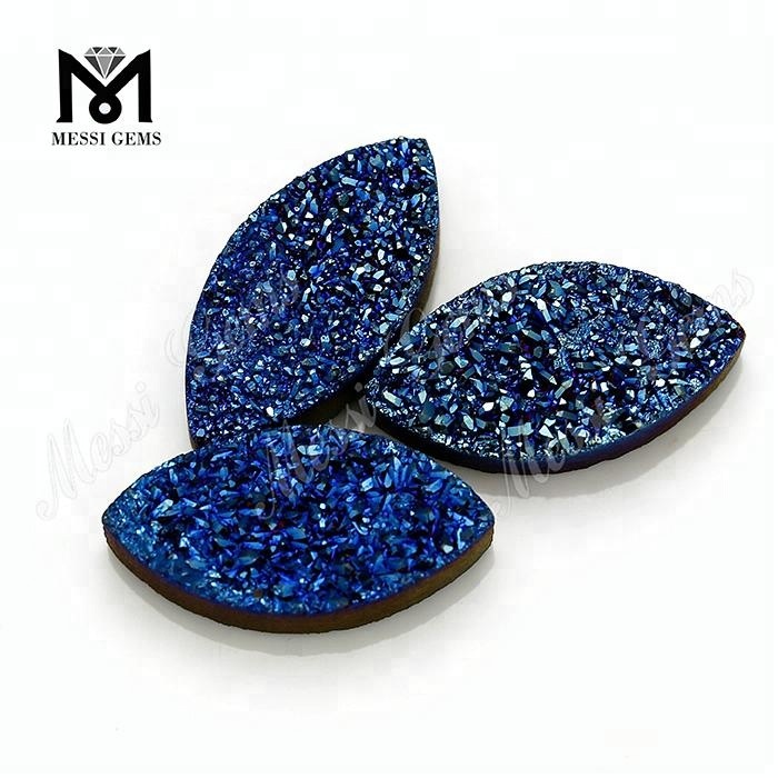 Wholesale Marquise Blue Natural Druzy Agate Stone