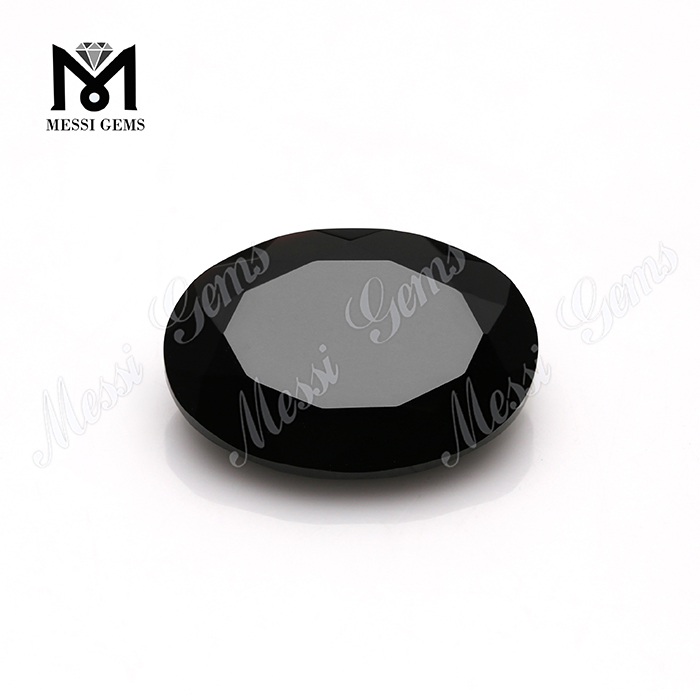 natural gemstones material oval faceted black onyx from China