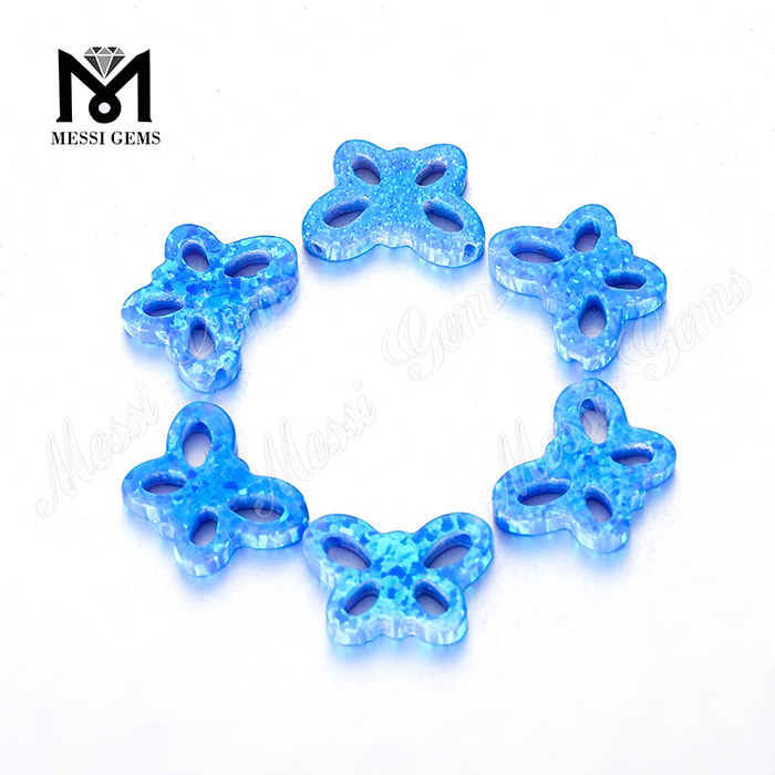 hot sale butterfly shape synthetic blue opal stones for opal pendant