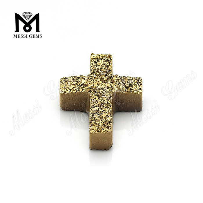 High quality druzy agate beads 24k gold cross stone druzy stone