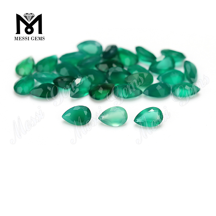 Natural agate factory price pear shape green agate stone for ring