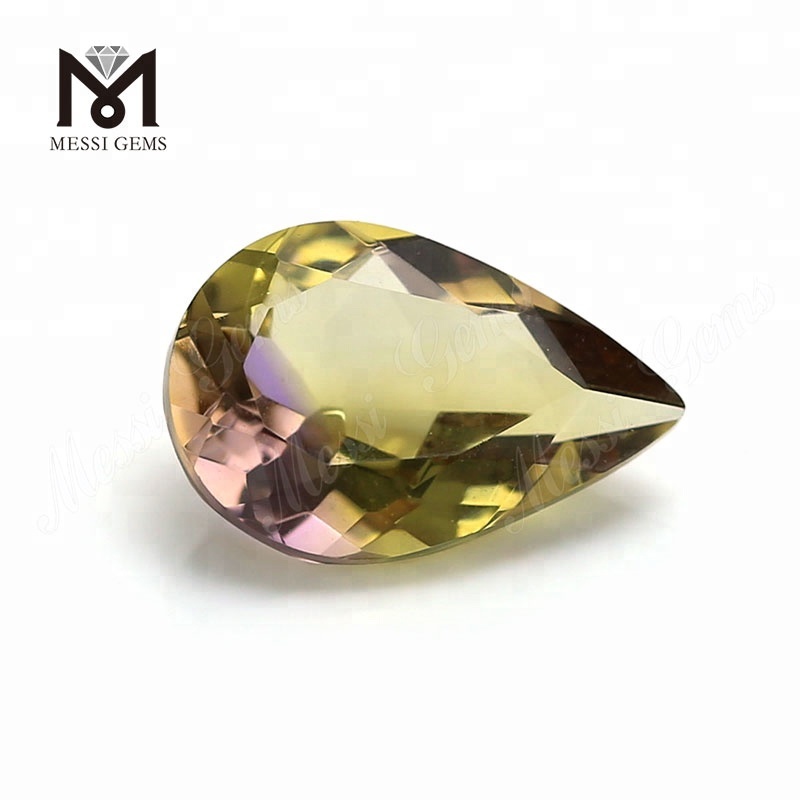 wholesale pear ametrine loose gemstone crystal synthetic quartz stone