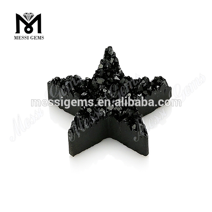 Black Plating Star Shape Natural Druzy Agate