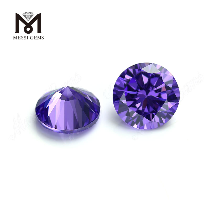 Wuzhou Factory Round Cut Lab Created Violet Color CZ Stones