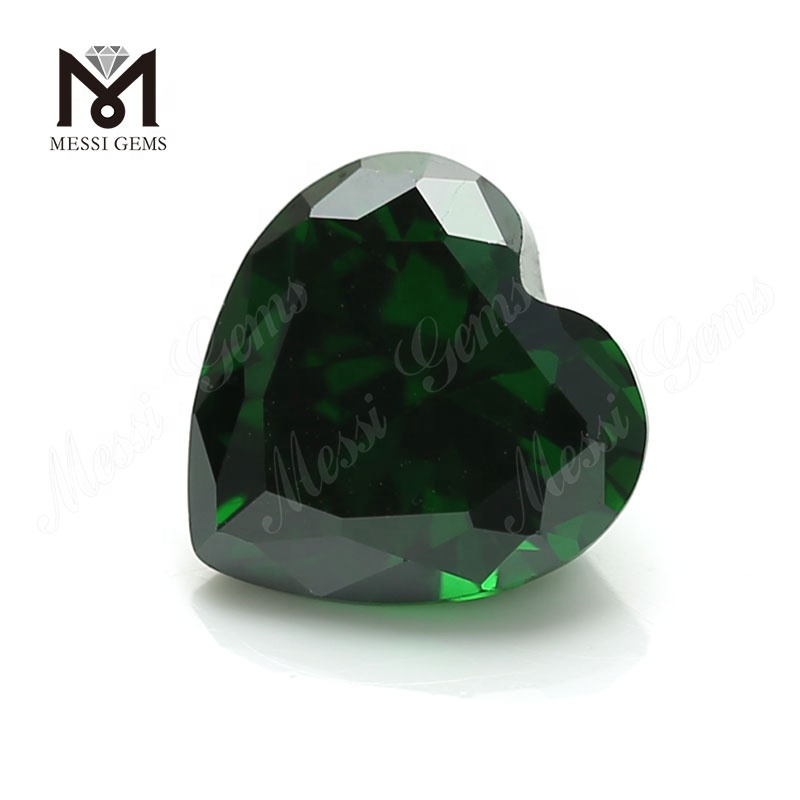 Green Color Heart Cut 10*10mm Synthetic Cubic Zirconia CZ Stone