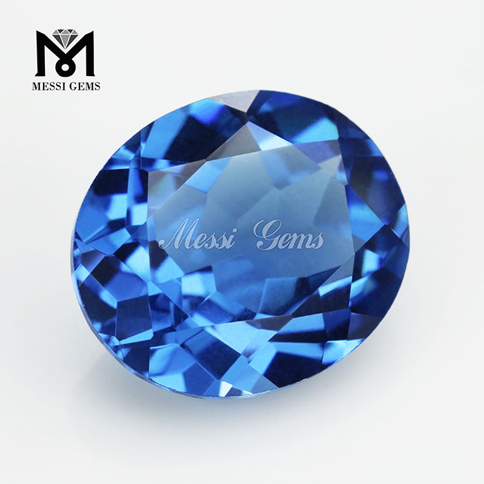 Lab Created Oval cut sapphire blue nanosital gemstone