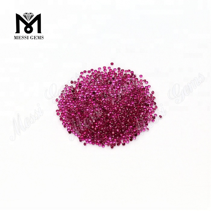 Round Shape Synthetic Ruby Color 1.3mm Loose Gemstones
