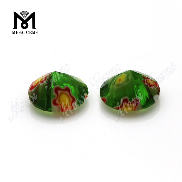 Wuzhou Machine Cut Round Colored Glass Gems