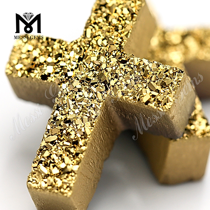 High quality druzy agate beads 24k gold cross stone druzy stone