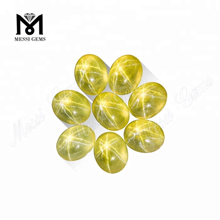 Wholesale Cabochon Oval Synthetic Yellow Star Sapphire Stone