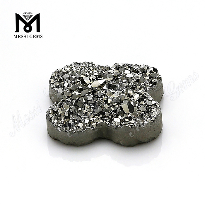 14mm clovers loose silver druzy stone, wholesale druzy