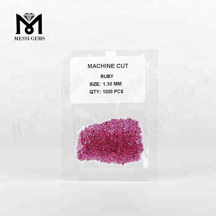 Round Shape Synthetic Ruby Color 1.3mm Loose Gemstones