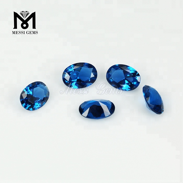 Oval shape european machine cut london blue nano gemstones