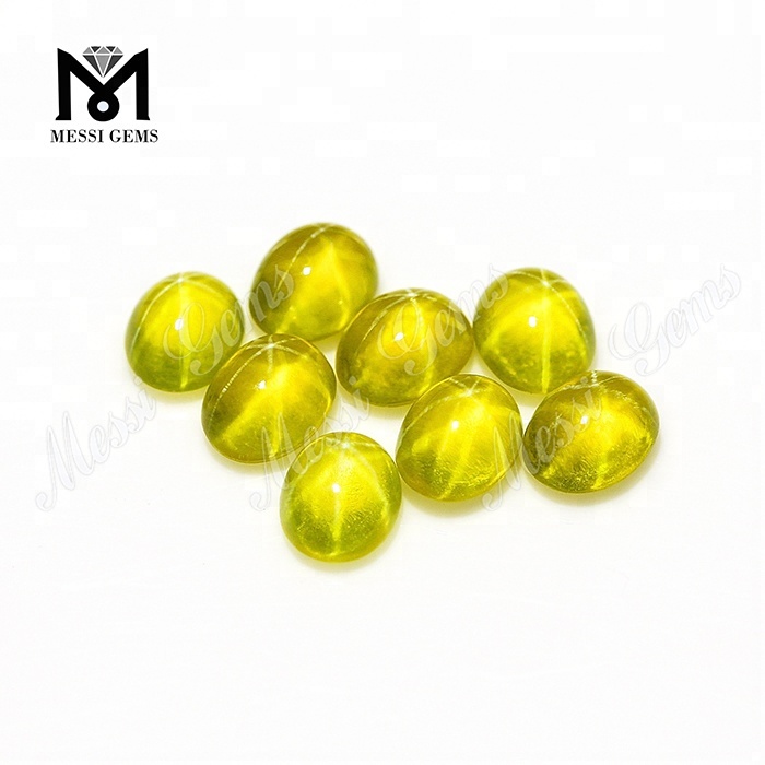 Wholesale Cabochon Oval Synthetic Yellow Star Sapphire Stone