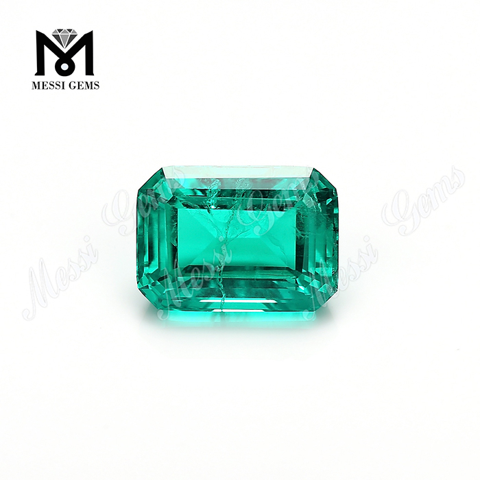 Emerad cut synthetic columbian emerald ring gemstone