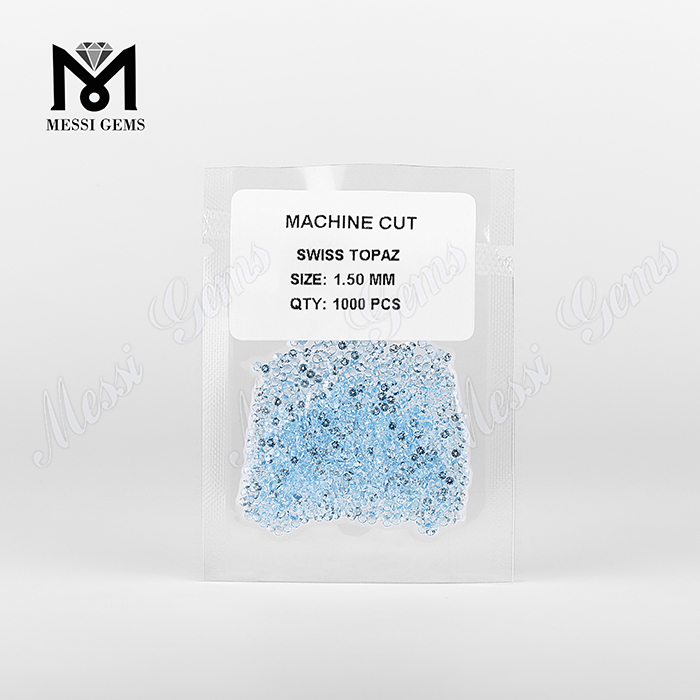 Wuzhou Natural Stones Loose 1.5mm Natural Blue Topaz Gemstone