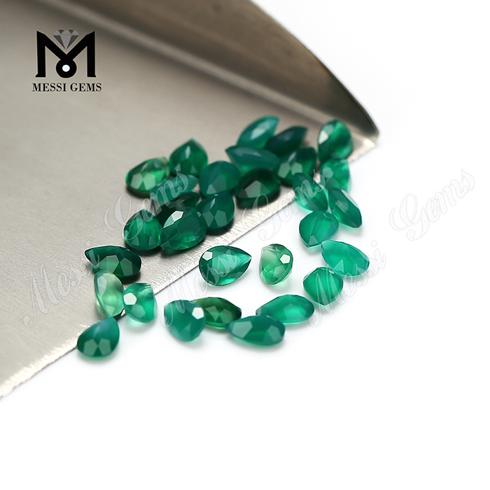 Natural agate factory price pear shape green agate stone for ring