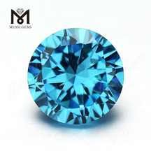 Wuzhou Factory Price 8.0mm Round Aquamamrine Cubic Zirconia For Jewelry