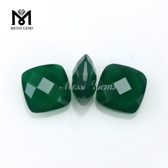 Noble Faceted Loose Stone Cushion 8 x 8mm Emerald Agate