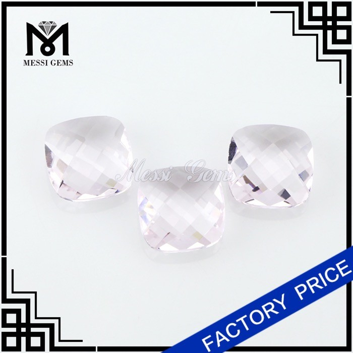 Kunzite Square Double Side Turtle Face 분홍색 유리 크리스탈 스톤 보석