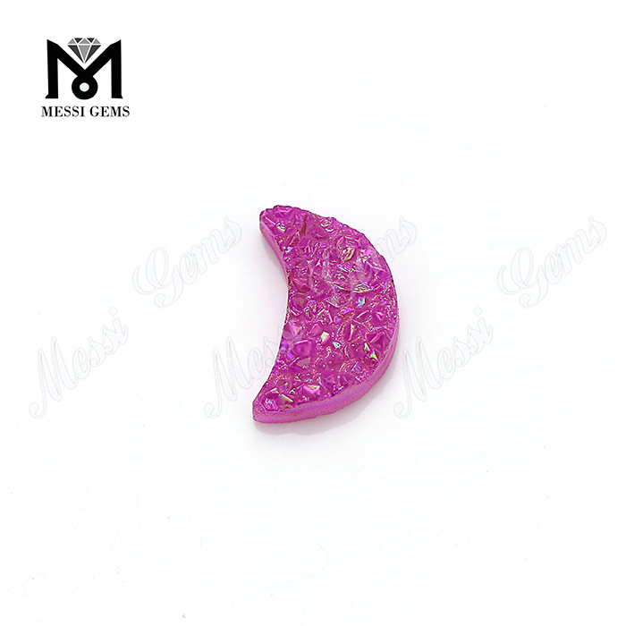 Half Moon Natural Agate Purple Druzy Gemstones from Factory