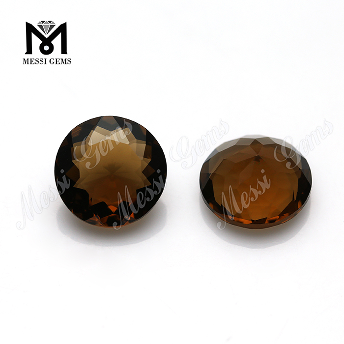 large size 12mm cognac quartz faceted glass round stones