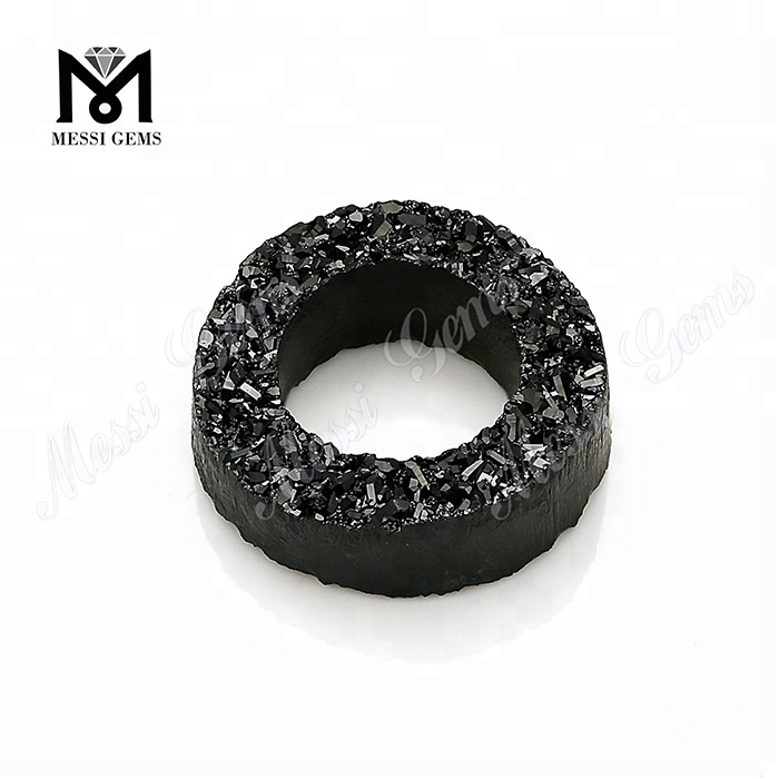 Tyre Shape Druzy Stone Black Natural Agate On Sale