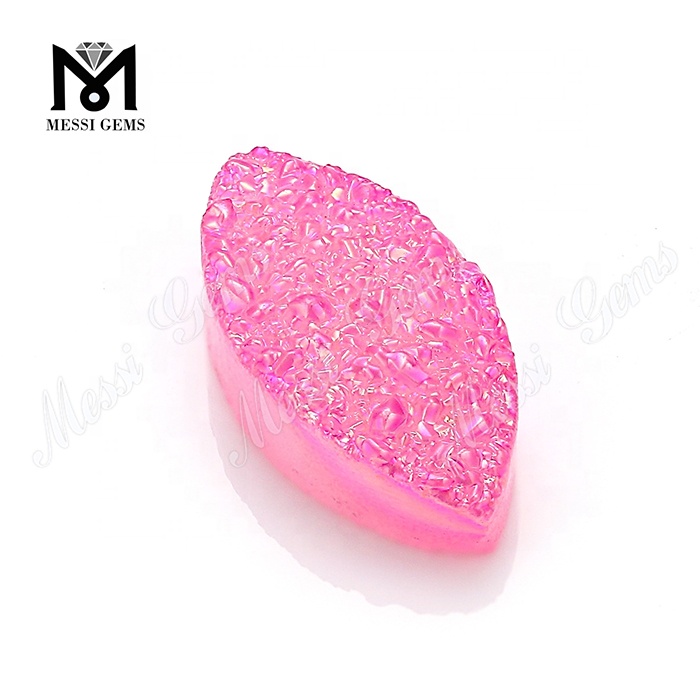Wholesale Pink Color Marquise Natural Agate Druzy Beads