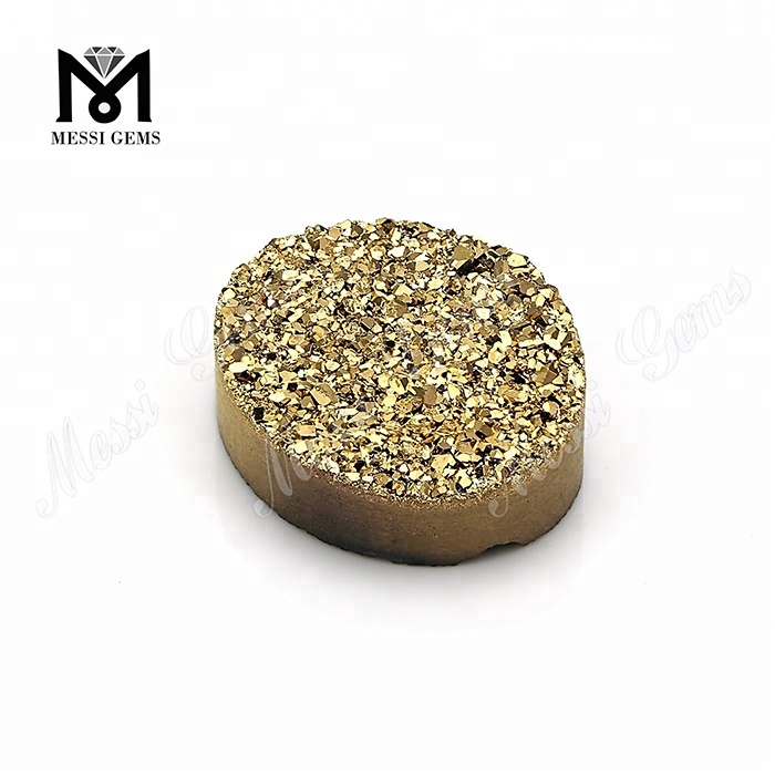 Oval Natural Druzy Cabochon Stone Wholesale 24K Gold Druzy