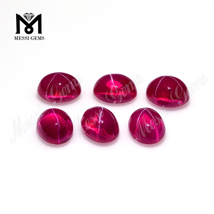 Lab Created Oval Cabochon Synthetic Ruby Star Sapphire Stone