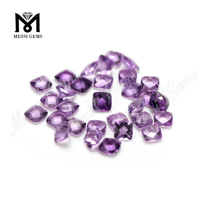 Factory natural gemstone faceted cushion shape amethyst stone price